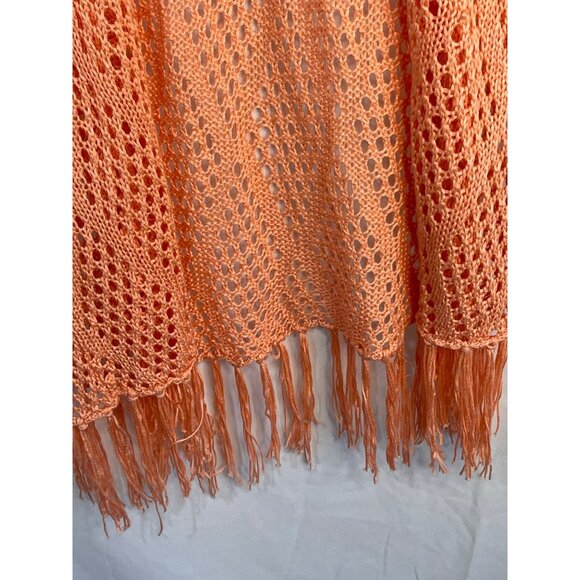 no boundaries cardigan sweater open front knit fringe peach acrylic size 7 READ - Picture 4 of 7